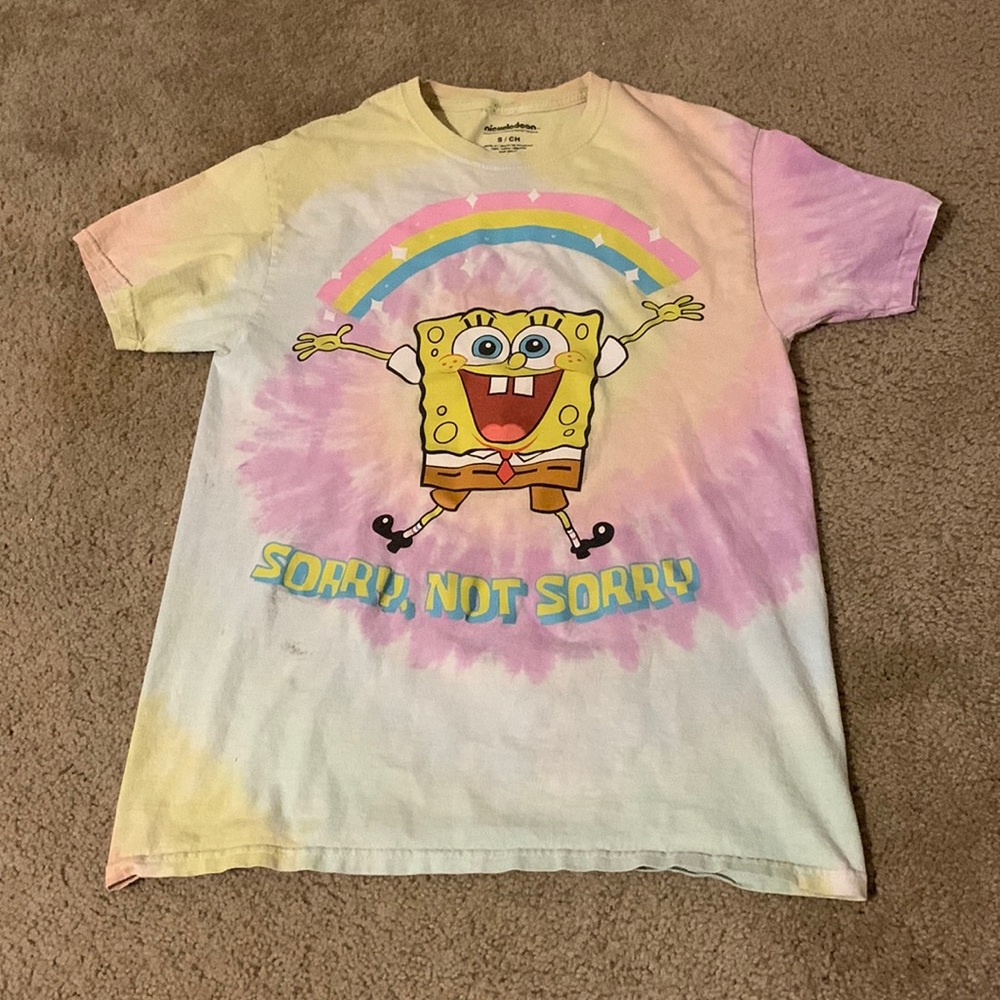 SpongeBob rainbow tie-dye short sleeve T-shirt